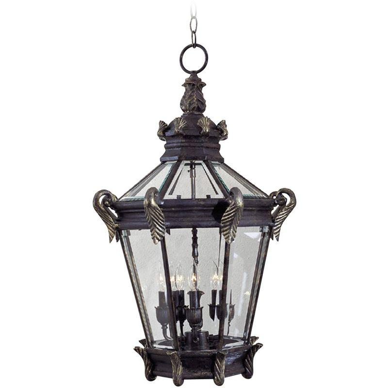 Heritage Gold 5-Light Outdoor Hanging Lantern with Clear Glass