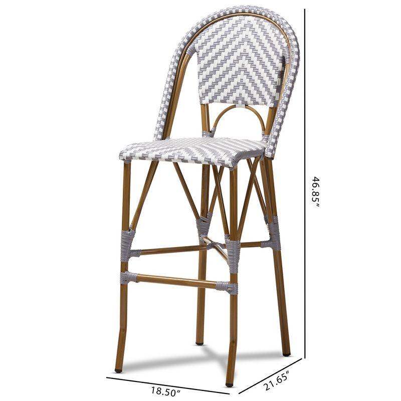 Ilene Bistro Barstool - BaxtonStudio: Aluminum Frame, High Back, No Assembly