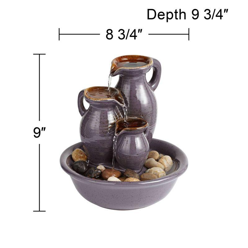 Triple Jug Chocolate Speckle Ceramic Tabletop Water Fountain