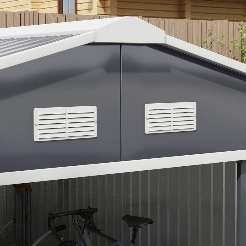 Outsunny 11' x 12.6' Metal Storage Shed Organizer, Garden Tool House with 4 Vents and 2 Sliding Doors for Backyard, Patio, Garage, Lawn, Dark Gray