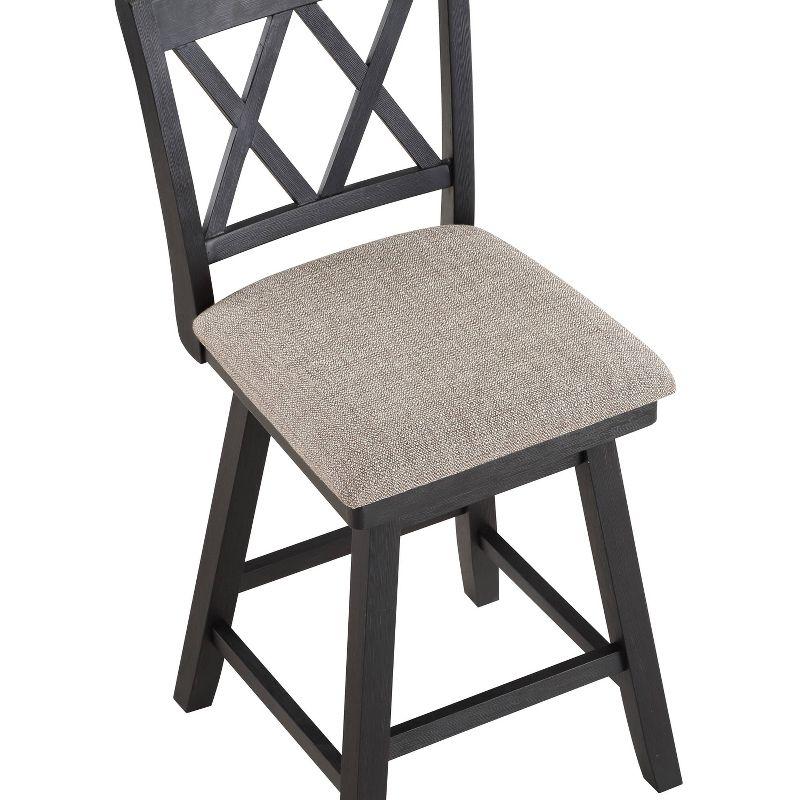 Home 2 Office 24" Brookline Xx Back Swivel Counter Height Barstool Distressed Black: Upholstered, Wood Frame, Footrest