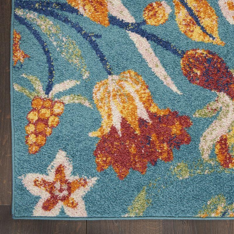Nourison Allur Botanical Indoor Area Rug Turquoise Multicolor 5'3" x 7'3"