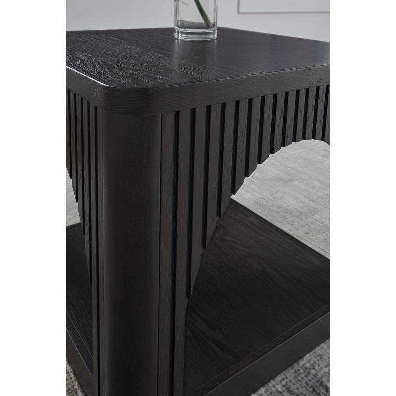 Benjara Yini Square Side End Table, Lattice, Arch Design, 24 Inch Black Wood
