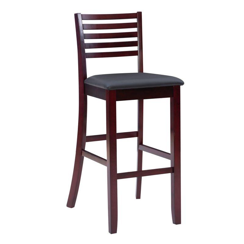 30" Torino Padded Seat Ladder Back Barstool Upholstered Seat - Espresso Wood - Linon