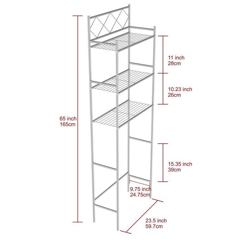 Metal Over The Toilet Space Saver and Organizer White - J&V TEXTILES: Powder-Coated Stainless Steel, 3 Fixed Shelves