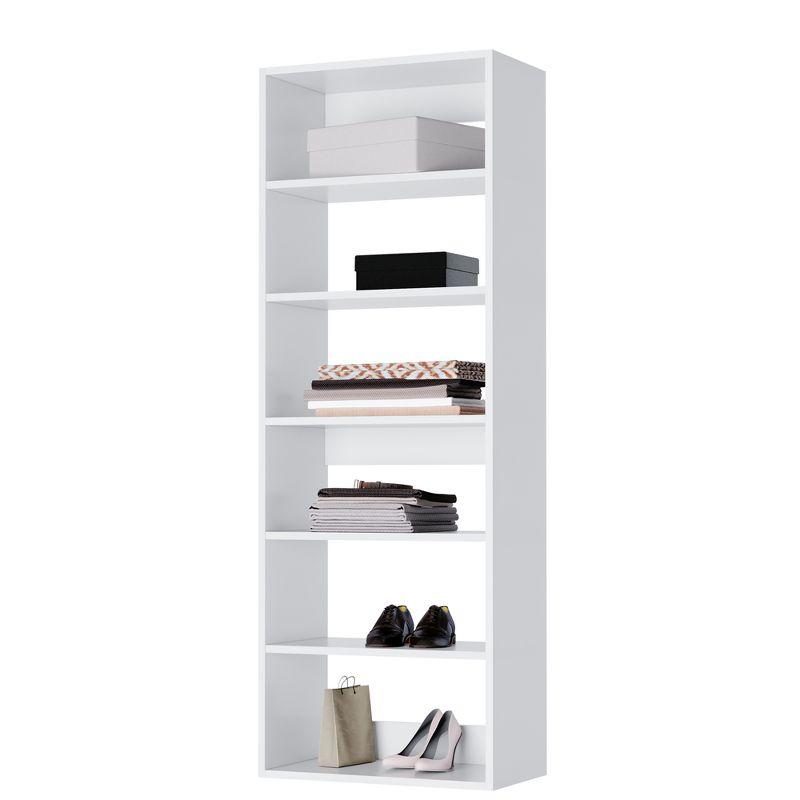 White Modular Closet Shelf Tower with Adjustable Shelves