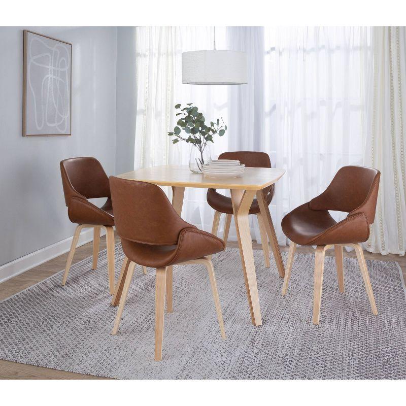 Set of 2 Fabrico Dining Chairs Natural/Camel - LumiSource: Upholstered, Bent Wood Legs, Contemporary Design