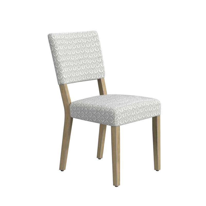 Light Gray Upholstered Parsons Side Chair with High Wood Legs
