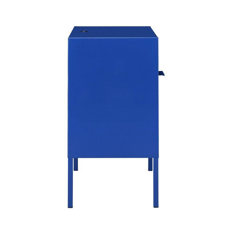 Gemma Contemporary Blue Metal Nightstand with USB Port