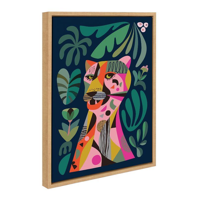 Kate & Laurel All Things Decor 18"x24" Sylvie Leopard Wall Art by Rachel Lee Natural: Mid-Century Modern, Framed Canvas, Animal Theme