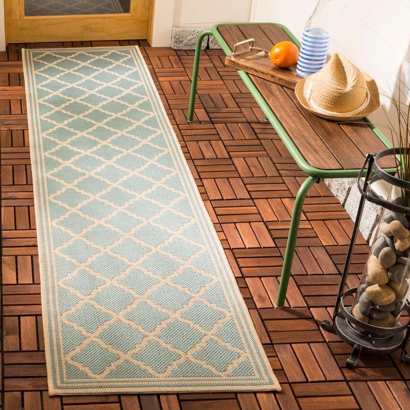 Beach House BHS121 POWER LOOMED Indoor/Outdoor Runner Rug - Aqua/Cream - 2'2"x10' - Safavieh
