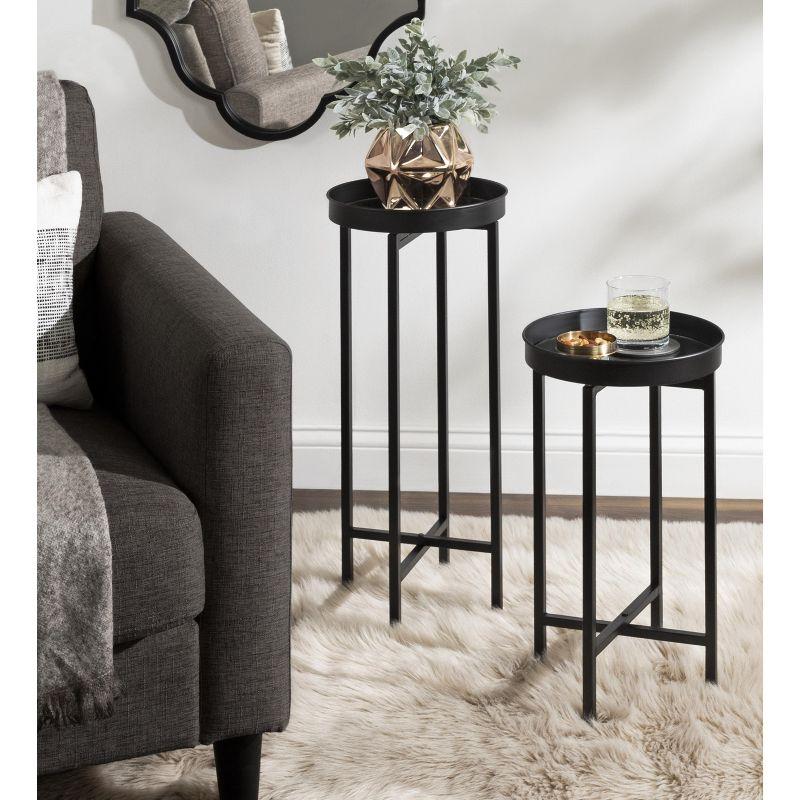 Kate and Laurel Celia Round Metal Nesting Table, 2 Piece, Black