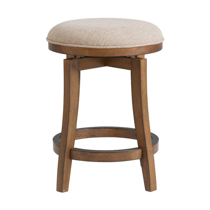 Alaterre Ellie Upholstered Swivel Bar Stool Chairs with Padded Seat and Back, Rubberwood Frame with Metal Kick Plate