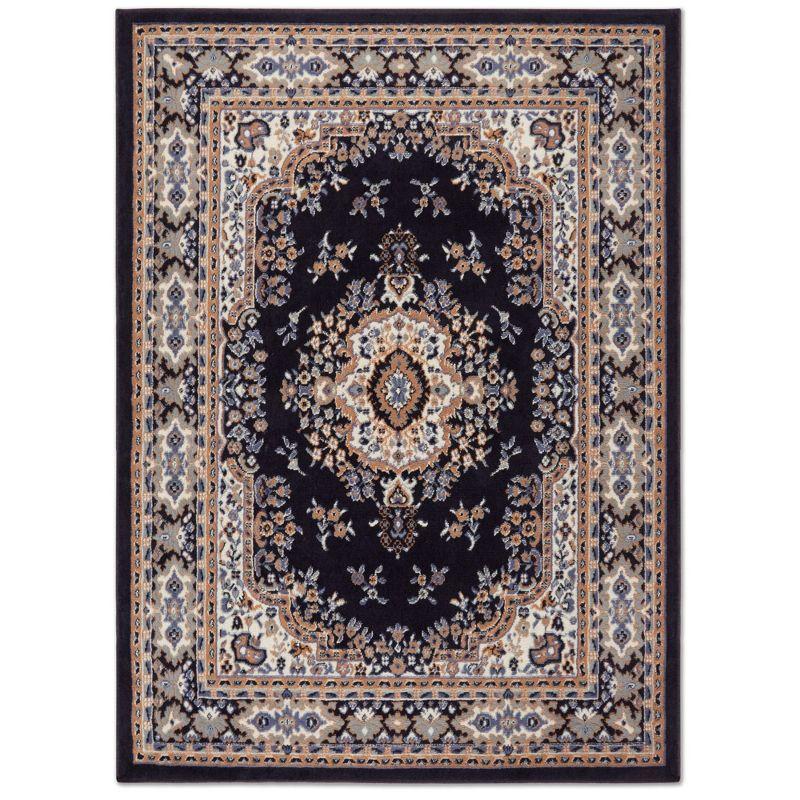 Home Dynamix Premium Sakarya Traditional Medallion Area Rug, Navy Blue/Brown, 21"x35"