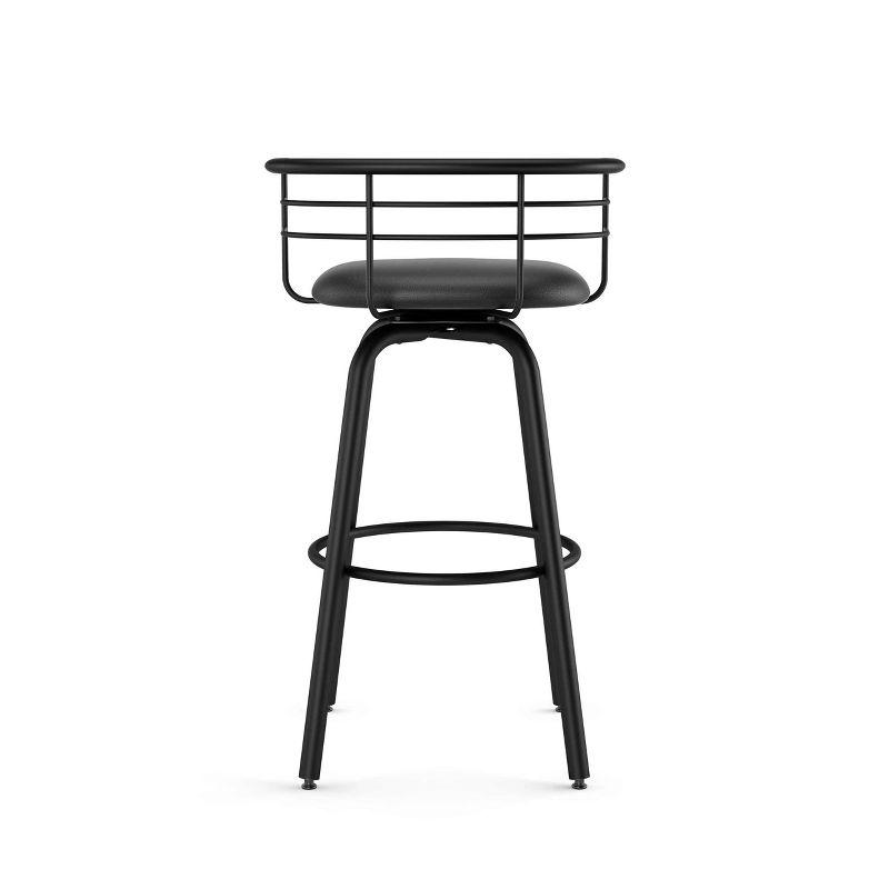 Amisco Turbo Upholstered Counter Height Barstool Black: Faux Leather, Steel Frame, 26" Seat