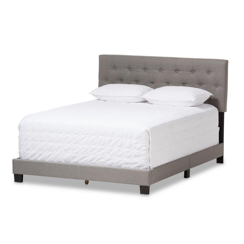 Light Gray Tufted Upholstered Full Bed with Wood Frame