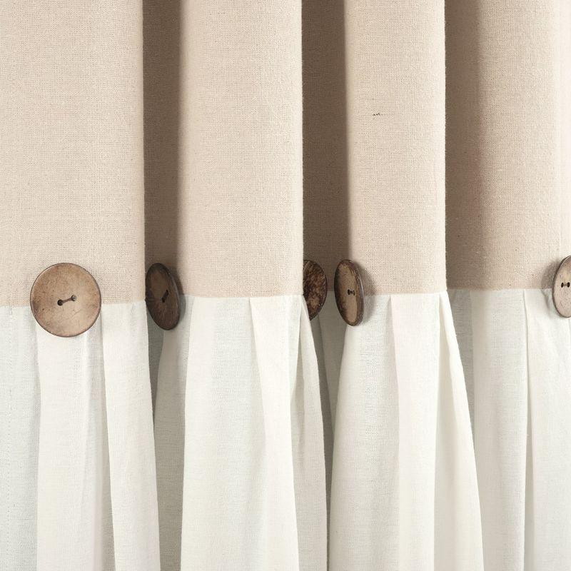 Lush Decor Linen Button Cotton Blend Blackout Curtain Single Panel