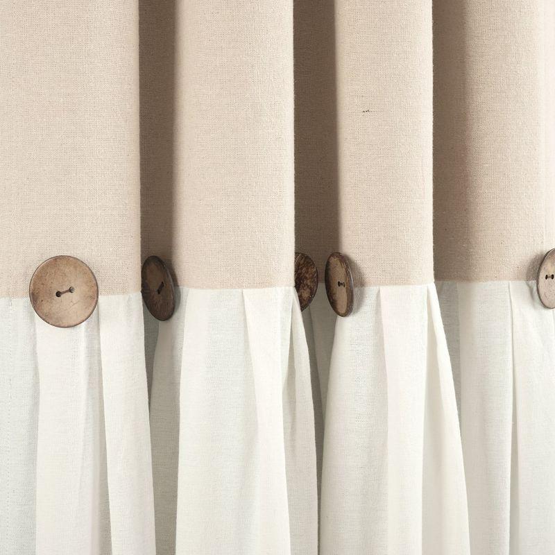 Linen Button 100% Lined Blackout Window Curtain Panel Linen Single 40X84