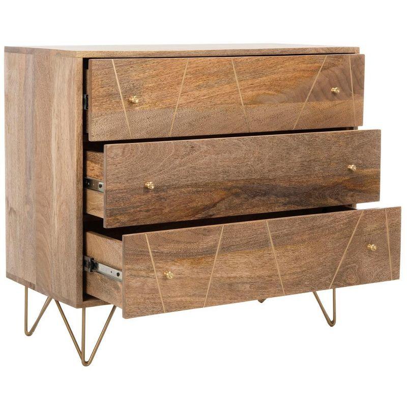 Marigold 3 Drawer Chest - Natural/Brass - Safavieh.