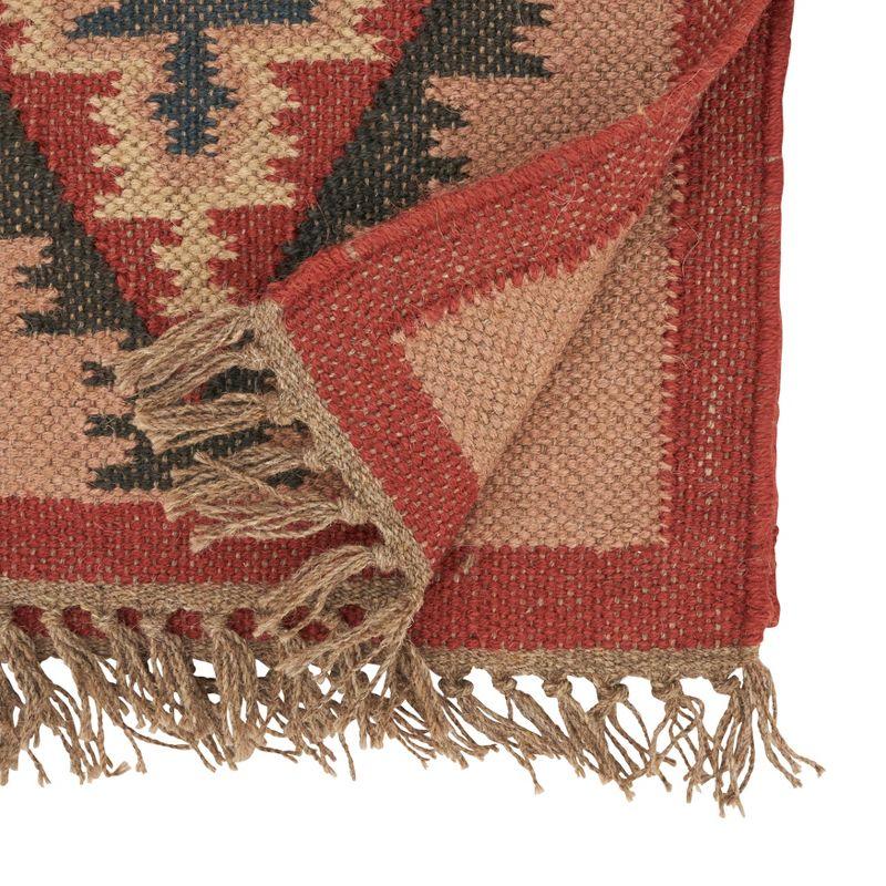 Ethnic Weave Multicolor Jute Kilim Table Runner, 16"x72"