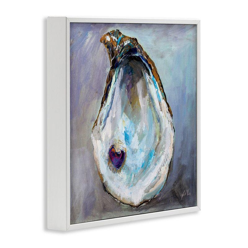 Abstract Oyster Shell with Pearl Canvas Print in White Frame, 12 x 12