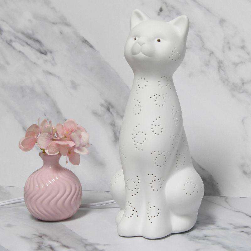 Porcelain Kitty Cat Shaped Animal Light Table Lamp White - Simple Designs: Nightstand & Desk Accent, ETL Listed