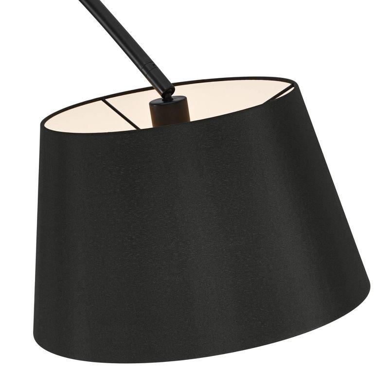 Possini Euro Design Luka Modern 71" Tall Standing Floor Lamp Curved Arc Foot Switch Black Metal Living Room Bedroom House Reading Linen Drum Shade