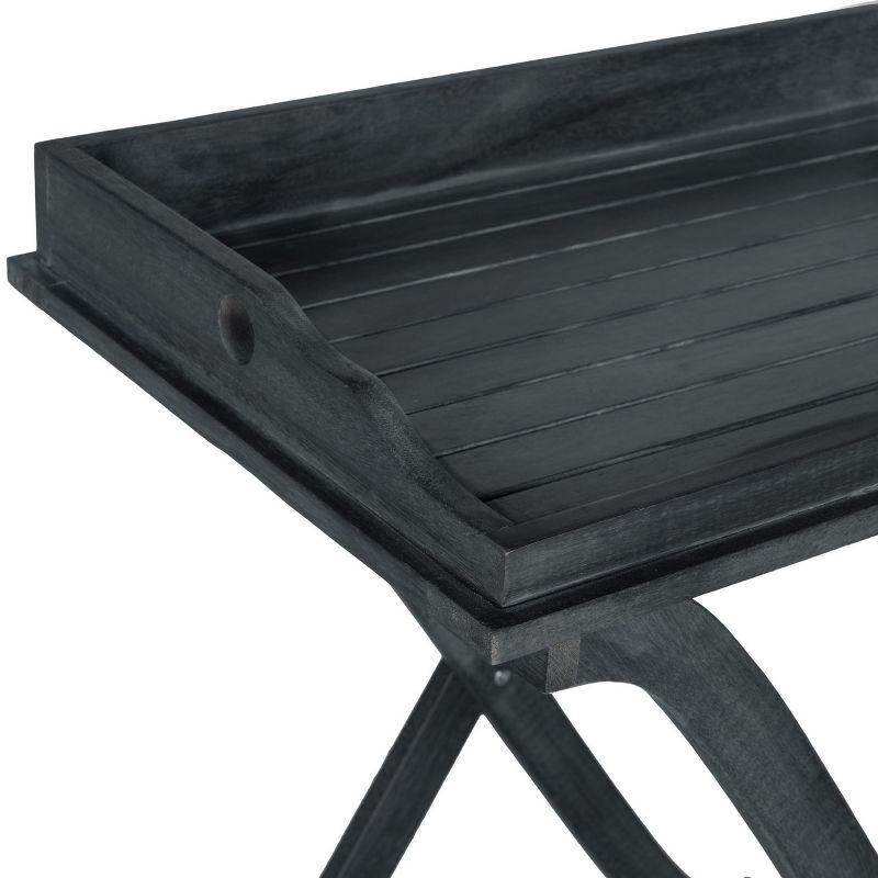 Covina Dark Slate Gray Acacia Wood Rectangular Tray Table