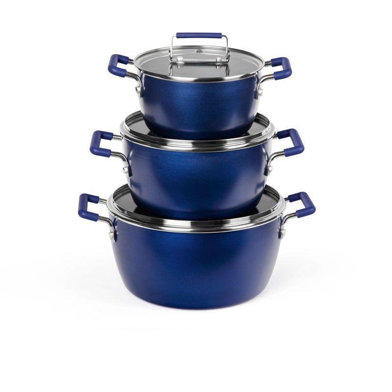 Granitestone 6 Piece Stackable Nonstick Nesting Pots with Lids, Dishwasher Safe