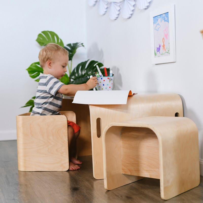 ECR4Kids Bentwood Multipurpose Table and Chair Set, Natural, 3-Piece