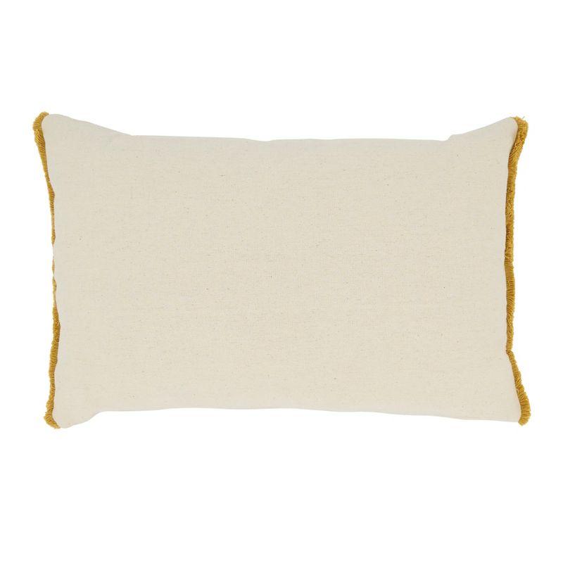 Off-White Cotton Pom Pom Throw Pillow Cover, 12"x18"