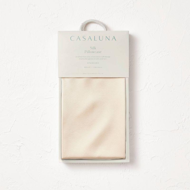 Standard Solid Silk Pillowcase Cream - Casaluna™: Hand Wash, Satin Construction, OEKO-TEX Certified