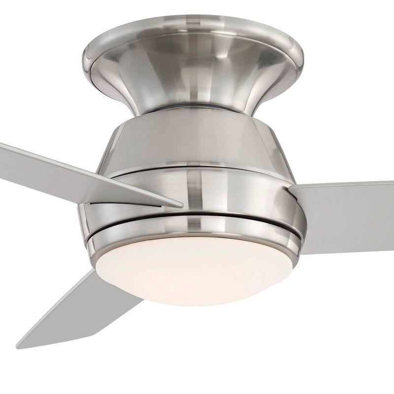 44" Casa Vieja Marbella Breeze Modern Hugger Indoor Ceiling Fan with Dimmable LED Light Remote Control Brushed Nickel Opal Glass for Living Room House