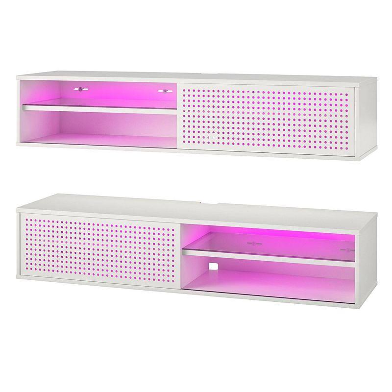 Glitch Floating TV Stand for TVs up to 60" White - NTENSE: Modern Media Console, MDF, 95 lbs Capacity