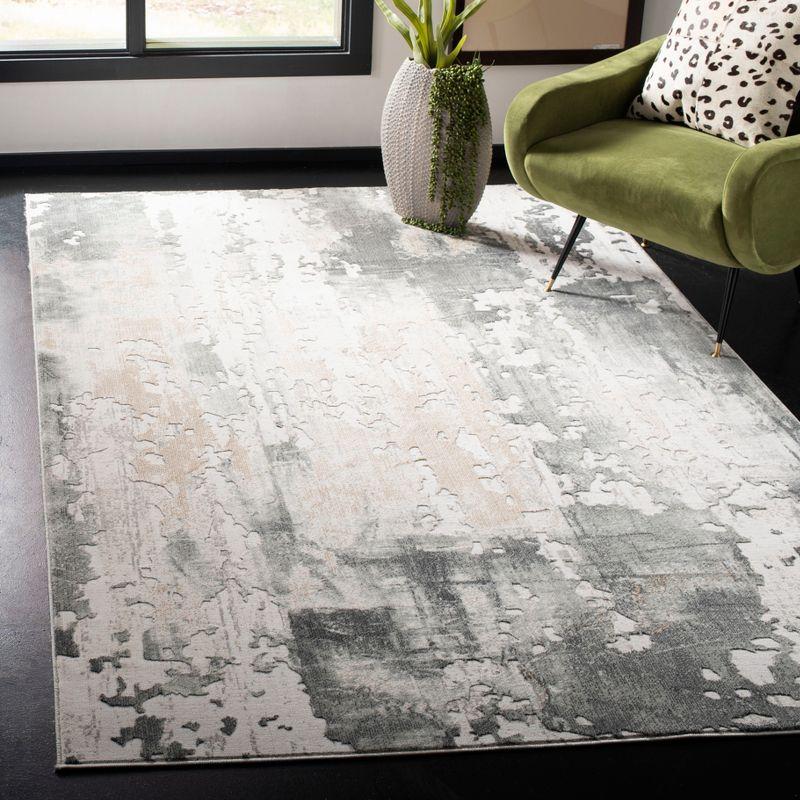 Reversible Vogue Abstract Gray 3' x 5' Synthetic Area Rug