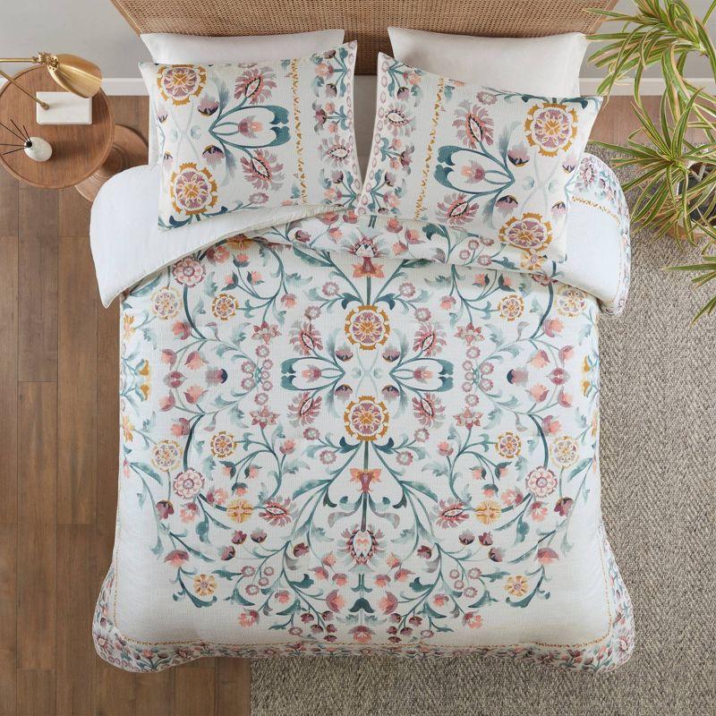 Boho-Chic Floral Print Full/Queen Duvet Cover Set