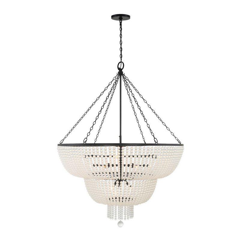 Rylee Matte Black 15-Light Chandelier with Frosted Glass Beads