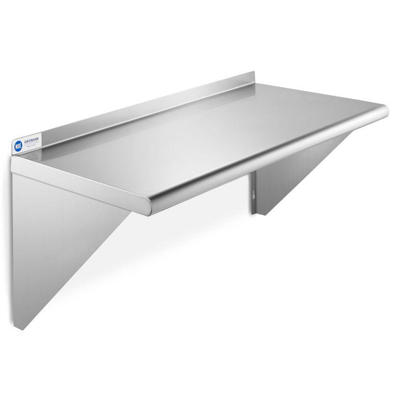 Space-Saving 24" Stainless Steel Wall Mount Shelf with Backsplash