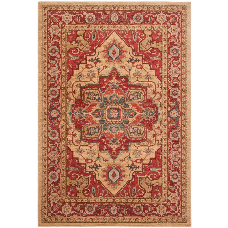 Elegant Mahal 79'' Red & Natural Synthetic Area Rug