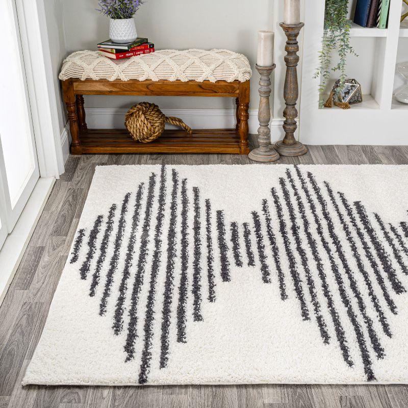 Elm Diamond Stripe Geometric Shag Indoor Area Rug - JONATHAN Y