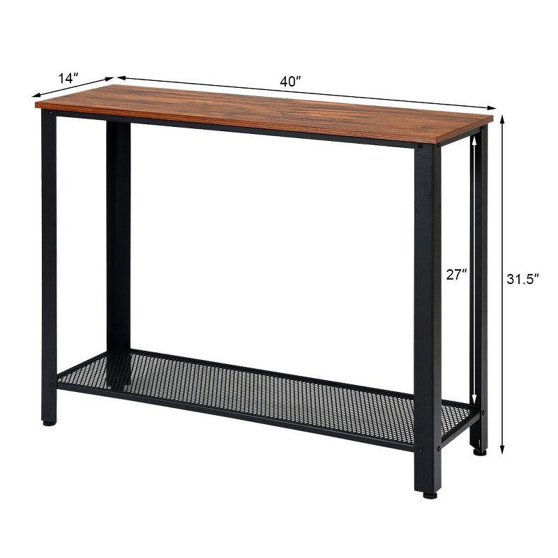 Costway Console Sofa Table W/ Storage Shelf Metal Frame Wood Look Entryway Table Black
