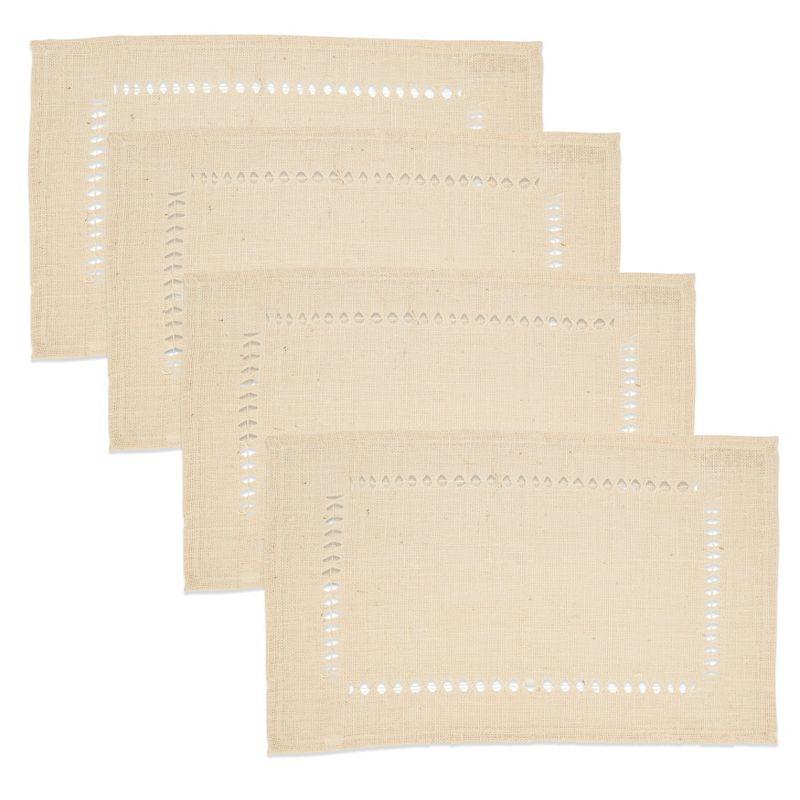 Ivory Jute Hemstitch Rectangle Placemats Set of 4