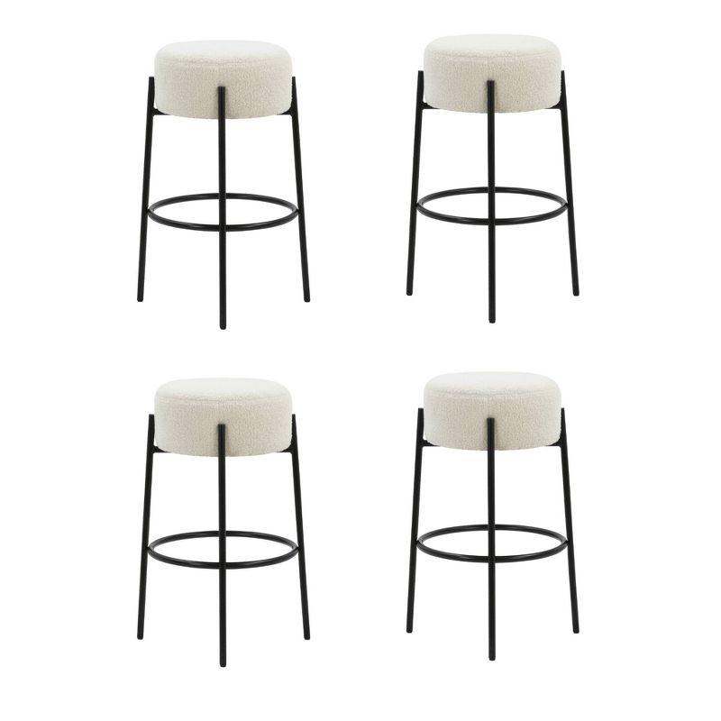 Upholstered Counter Stool with Metal Frame