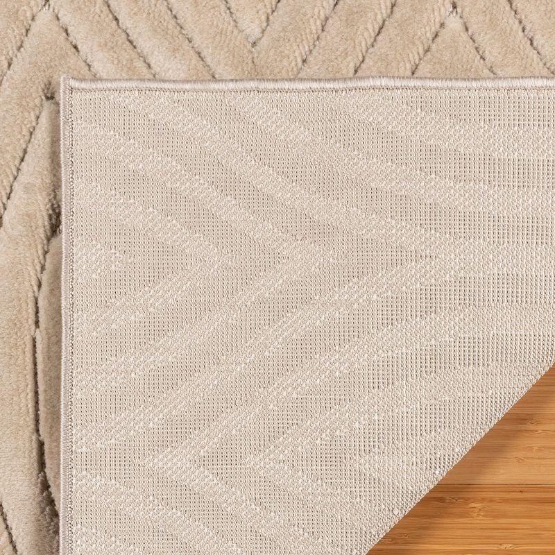 Conway Beige Solid Geometric Textured High-Low Area Rug