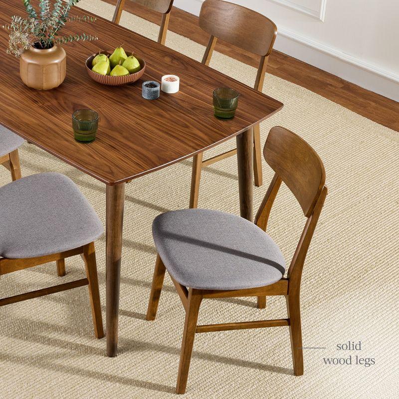 George Oliver 7-Piece Mid-Century Modern Upholstered Dining Set, Wooden Table W/ 6 Chairs