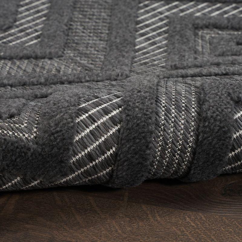Nourison Versatile Diamond Geometric Flatweave Indoor Outdoor Area Rug Charcoal/Black 6' x 9'
