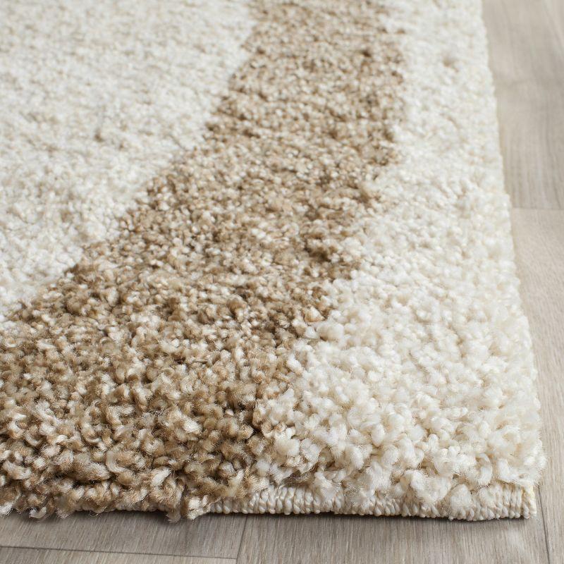 Florida Shag SG451 Power Loomed Indoor Area Rug - Cream/Dark Brown - 6'x9' - Safavieh.