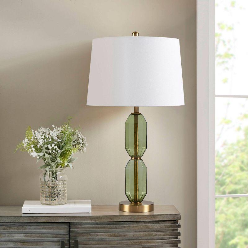 Hampton Hill 15"x26.5" Zirconia Faceted Glass Warm Soft Elegant Modern (Includes LED Light Bulb) Table Lamp