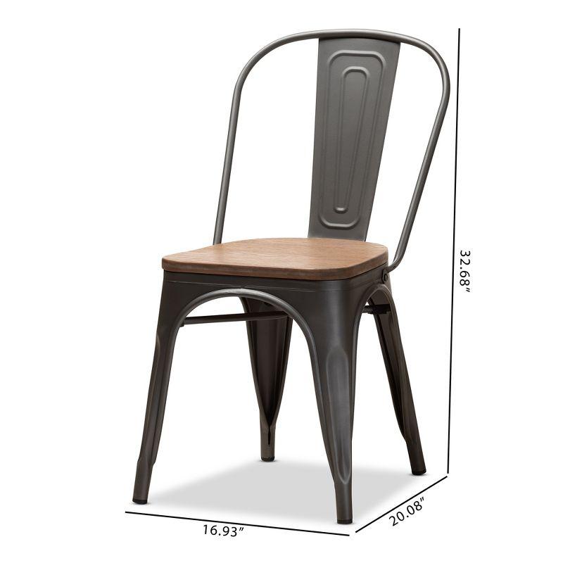 Set of 2 Henri Tolix Finished Steel Stackable Dining Chairs Brown - BaxtonStudio