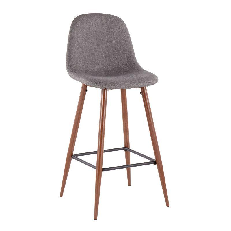 Set of 2 Pebble Mid-Century Modern Barstools Walnut/Charcoal: Steel Frame & Upholstered Seat - LumiSource
